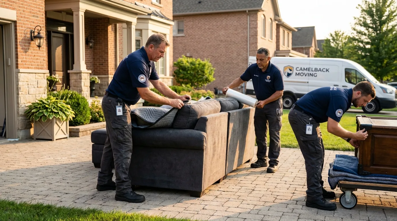 Large estate moving crew wrapping furniture in Thorndale, TX
